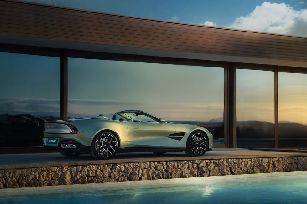 Aston Martin Vanquish Volante Rent Dubai rear side view | Imperial Premium Rent a Car