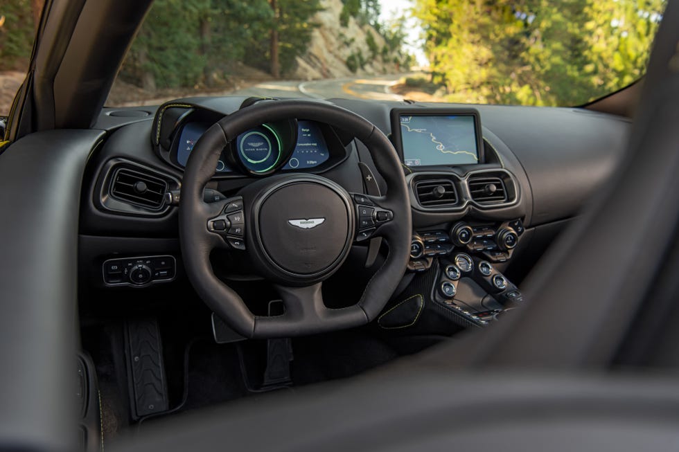 Aston Martin Vantage Roadster Rent Dubai steering wheel view | Imperial Premium Rent a Car