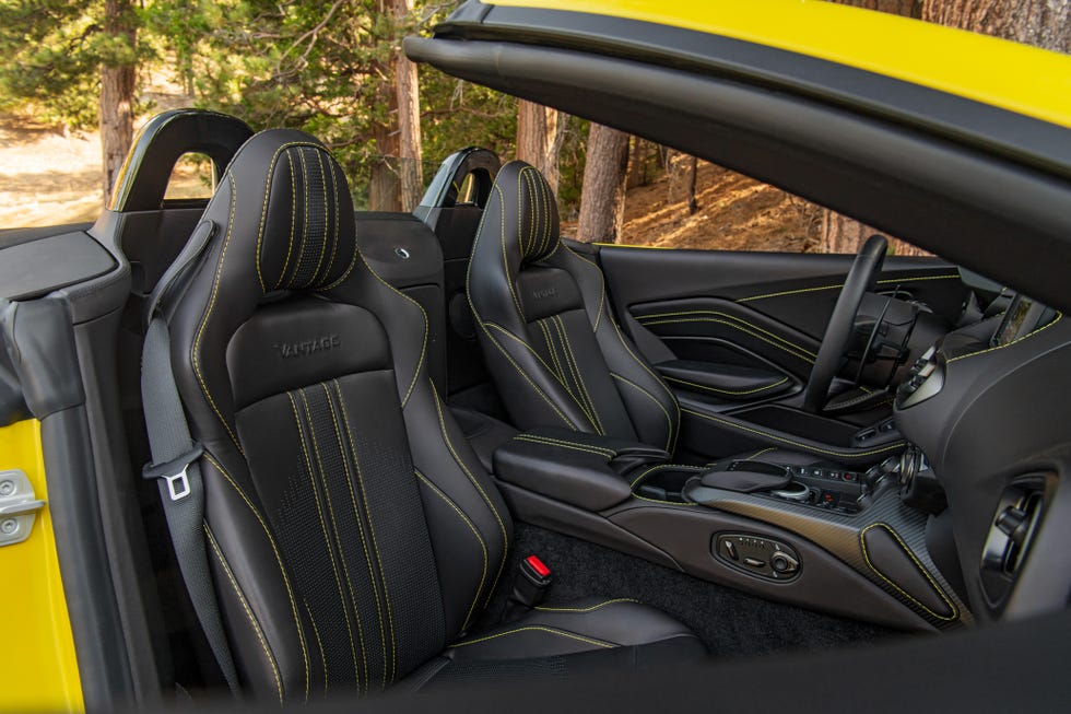 Aston Martin Vantage Roadster Rent Dubai front seats view | Imperial Premium Rent a Car