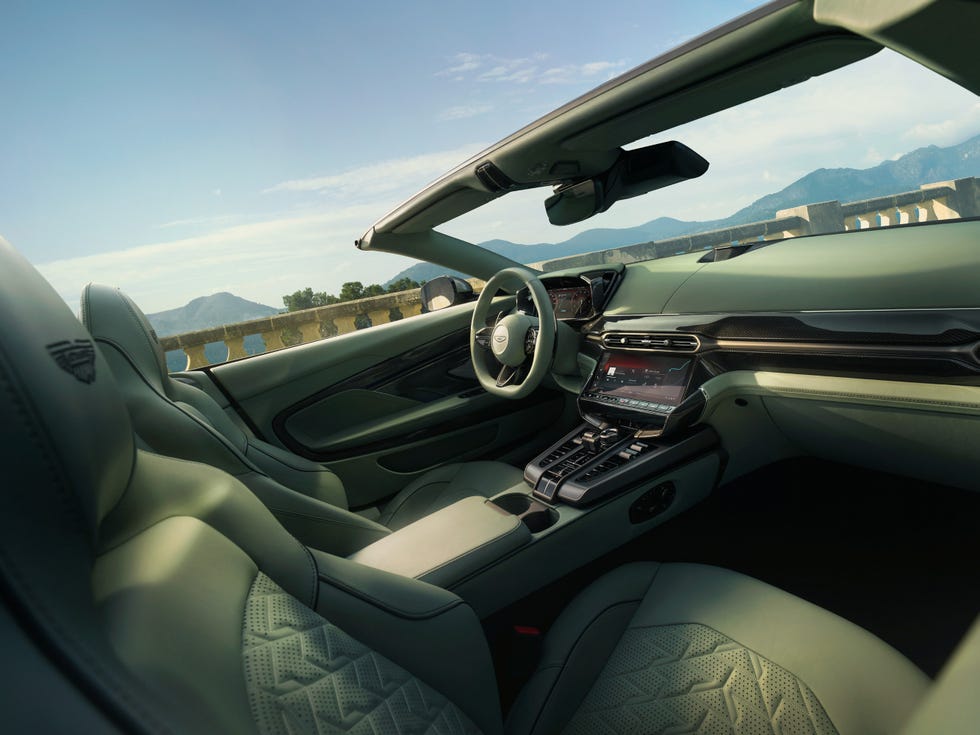 Aston Martin Vanquish Volante Rent Dubai front interior view | Imperial Premium Rent a Car