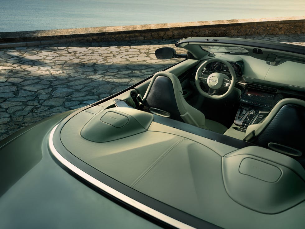 Aston Martin Vanquish Volante Rent Dubai top interior view | Imperial Premium Rent a Car